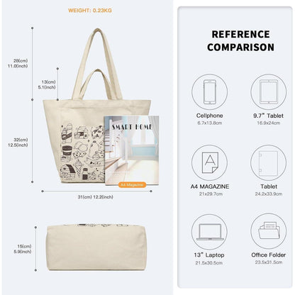 Miss Lulu Große Damen Canvas Schultertasche Tote Bag