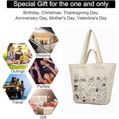 Miss Lulu Große Damen Canvas Schultertasche Tote Bag
