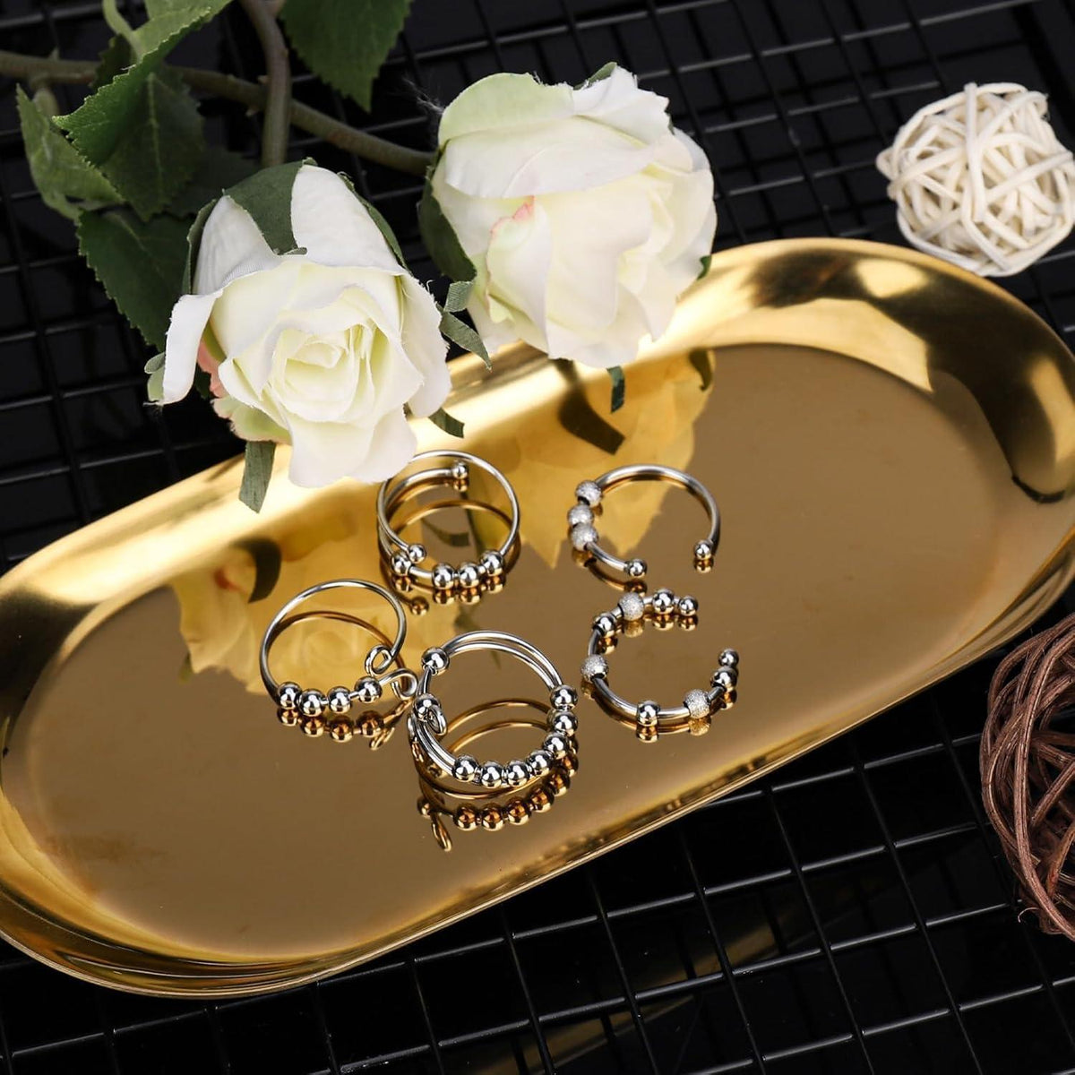 Verstellbarer Anti-Stress Ring Set | Angstabbau & Fidget Ringe für Damen
