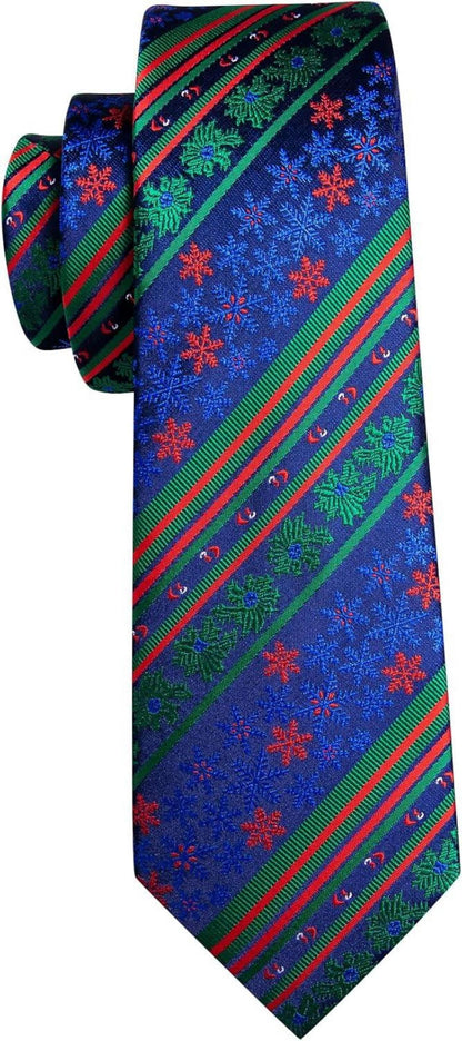Barry.Wang Weihnachtskrawatten-Set Seide 4-teilig Blau Grün