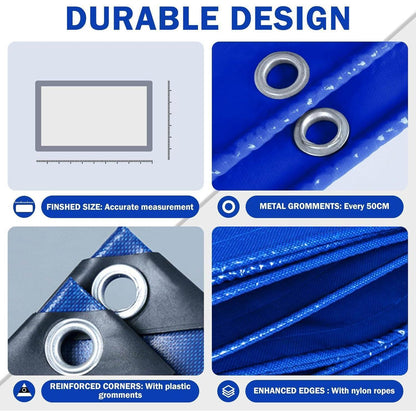 Wasserdichte Abdeckplane 2x3m – 440g/m² PVC Schutzplane Blau