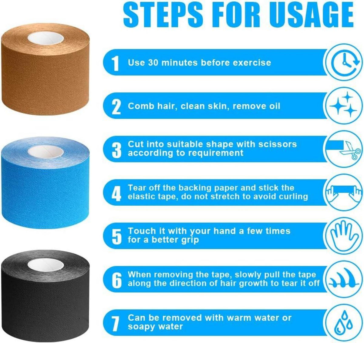 Kinesiologie Tape Schwarz 5cm x 5m wasserfest elastisch Physio Sporttape