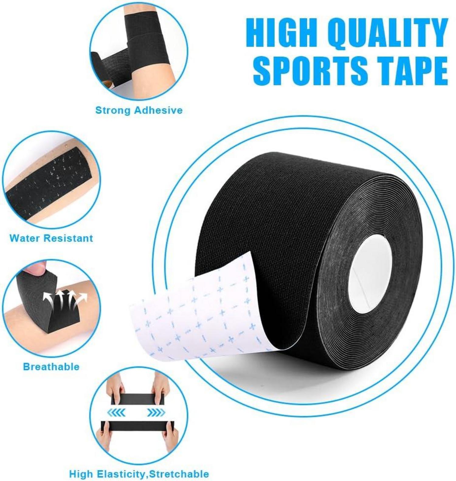 ACWOO Kinesiotapes 5mx5cm Schwarz+Blau 2 Rollen Physiotape