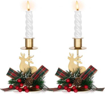 Kerzenhalter Hirsch Weihnachten Gold Metall 2er Set