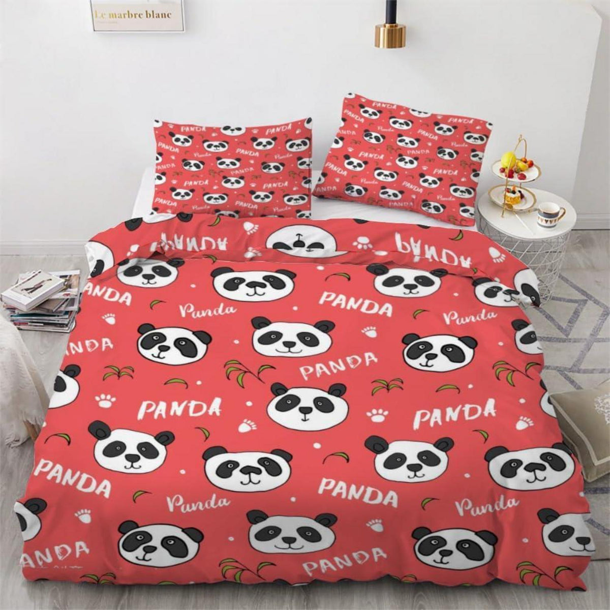 Panda Bettwäsche-Set 220x240 cm | 3-teilig, Mikrofaser, 3D-Motiv