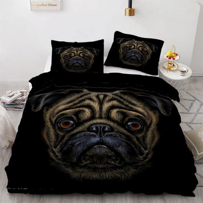Mops Bettwäsche Set 220x240 cm - 3-teilig, Mikrofaser 3D