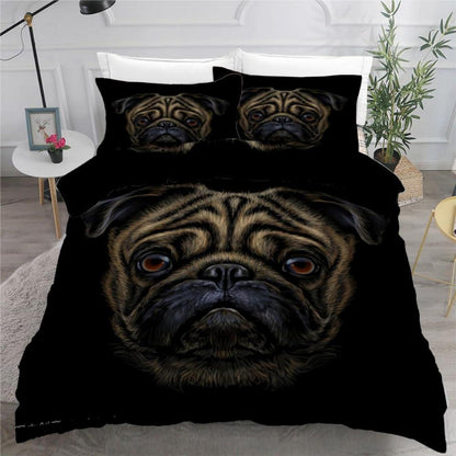 Mops Bettwäsche Set 220x240 cm - 3-teilig, Mikrofaser 3D