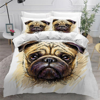 ROUSKI Mops Bettwäsche Set 200x200 cm - 3-teilig, Mikrofaser