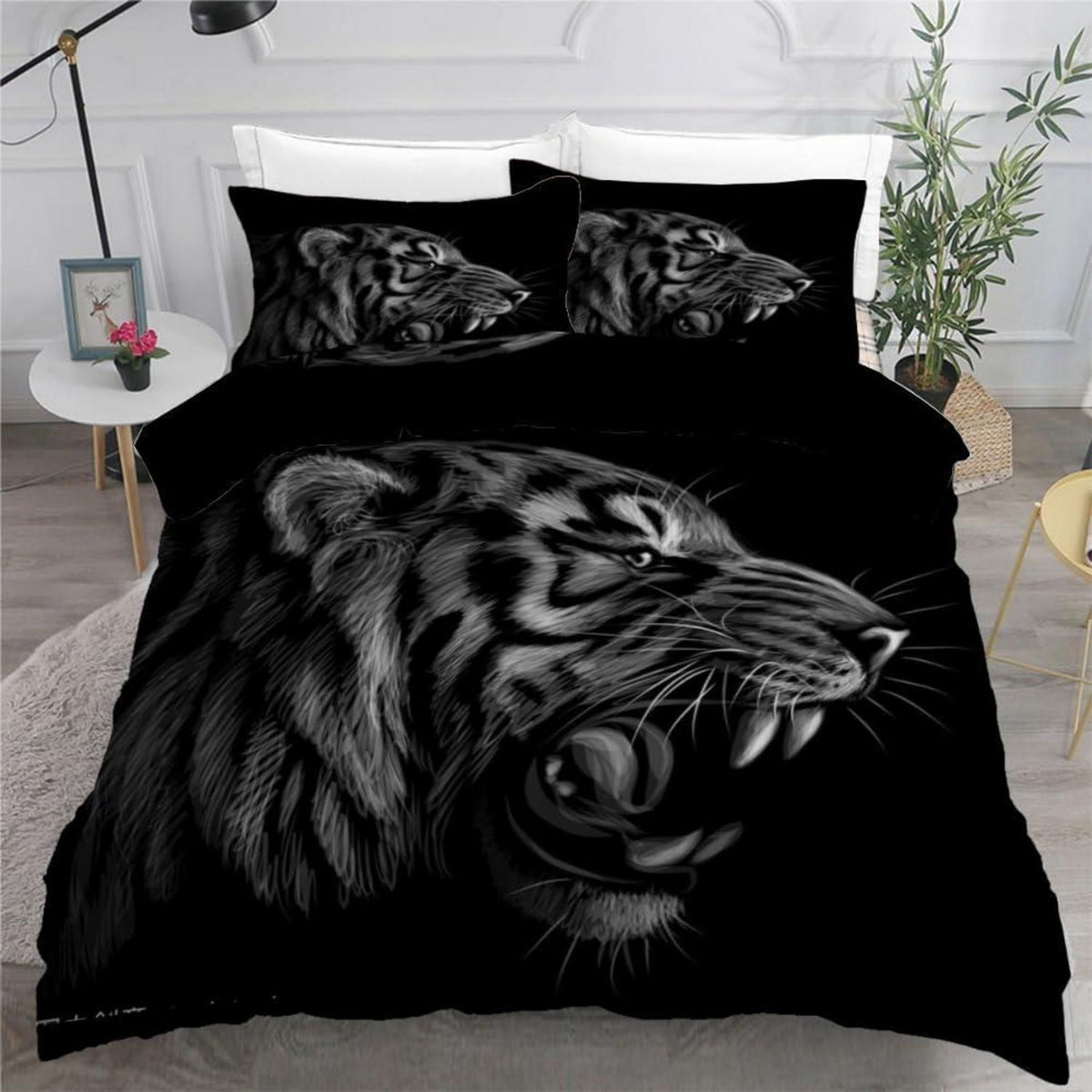 Tiger 3tlg. Bettwäsche-Set 220x240 cm - Mikrofaser 3D Design