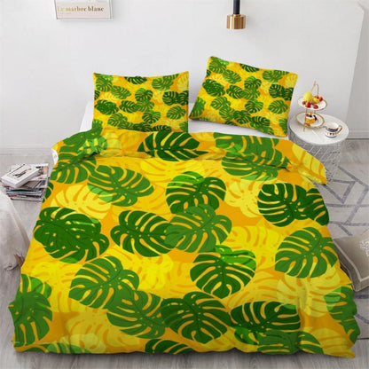 Bettwäsche-Set Palmblatt 220x240 cm 3-teilig Mikrofaser