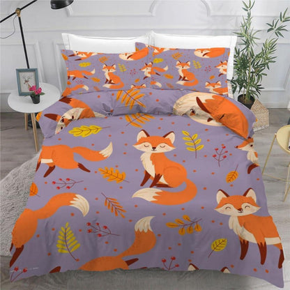 Fuchs Kinderbettwäsche 135x200 cm 4tlg. Mikrofaser Bettwäsche-Set