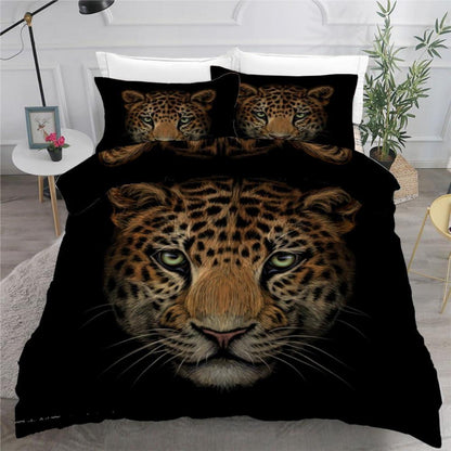 Leopard 3D Bettwäsche-Set 220x240 cm | Mikrofaser Bettbezug mit Kissenbezügen