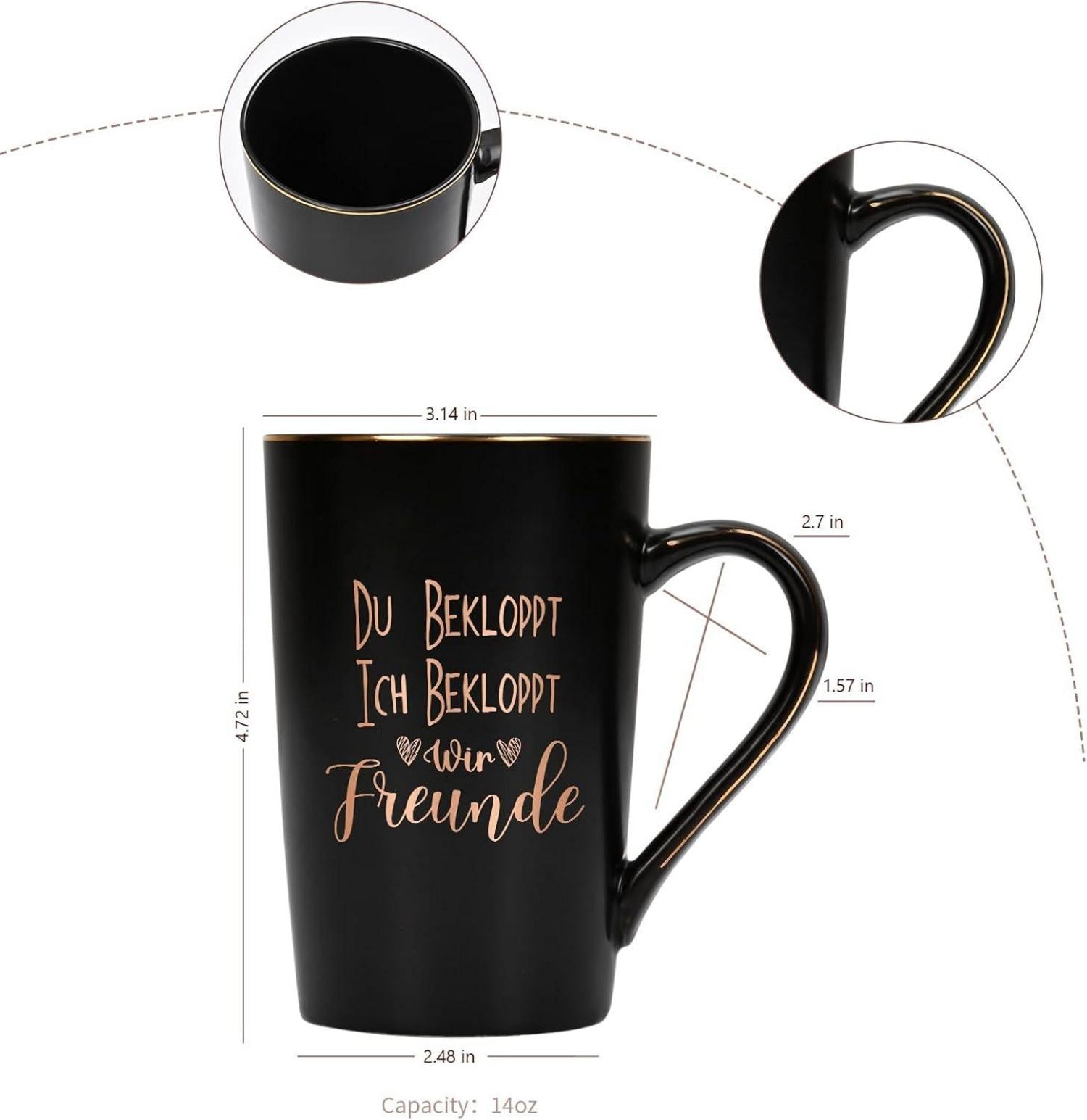 Lustige Marmor Kaffeetasse Geschenkbox 400ml - Freund Tasse Spruch Schwarz