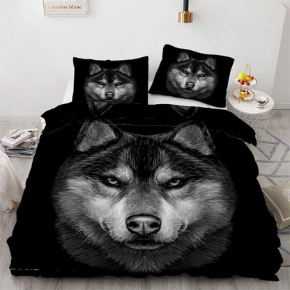Wolf 3teilige Mikrofaser Bettwäsche 220x240 cm 3D Muster