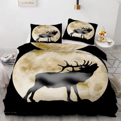 Elch Bettwäsche Set 220x240 cm - 3-teilig, Mikrofaser & 3D Muster