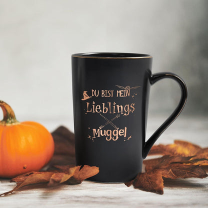 Lustige Geschenk Tasse mit Spruch - Du bist mein Lieblings Muggel, Weihnachten Geschenkidee 400ml Schwarz