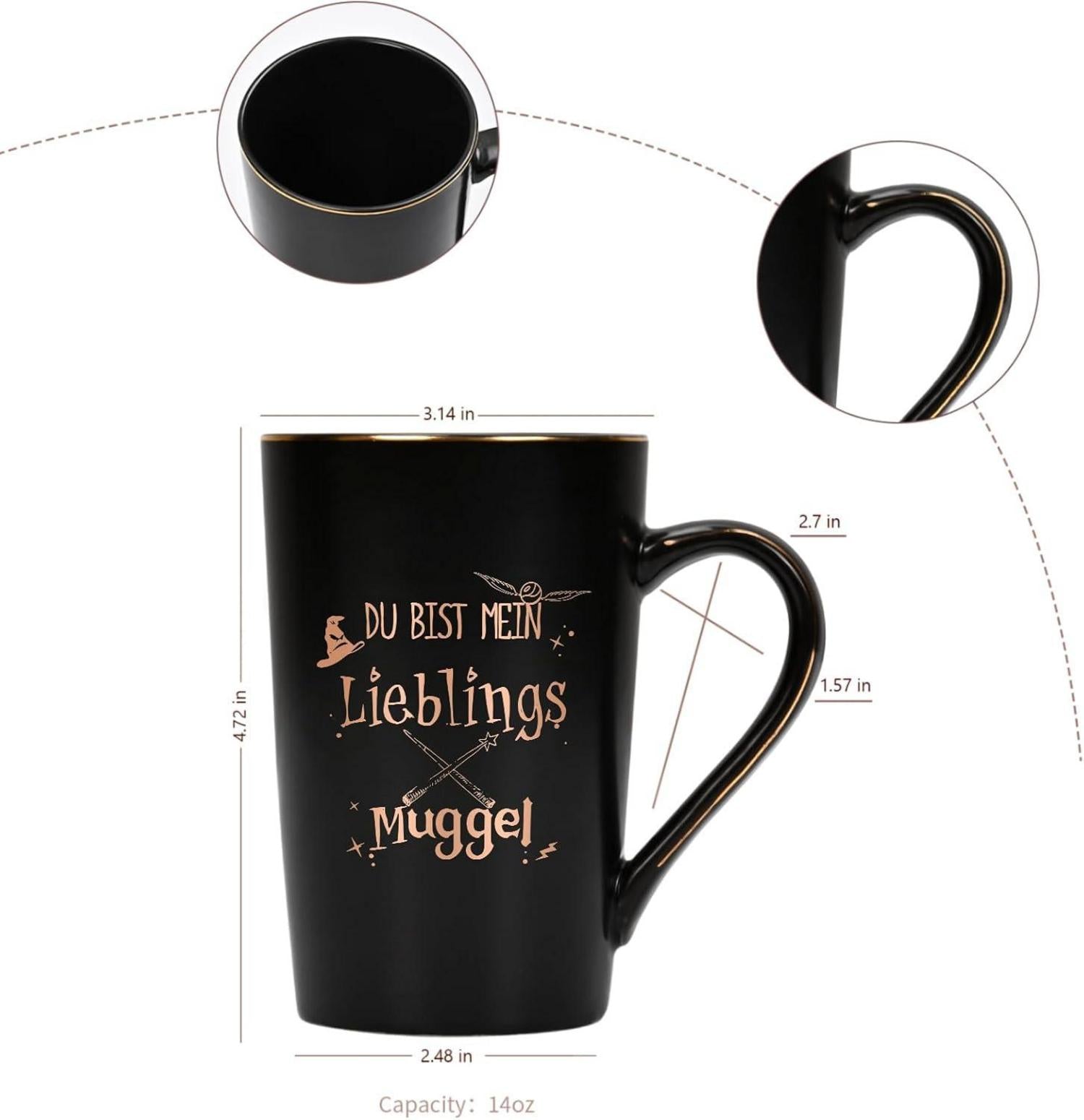 Lustige Geschenk Tasse Spruch Lieblings Muggel Weihnachten Schwarz 400ml