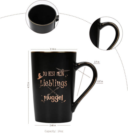 Lustige Geschenk Tasse Spruch Lieblings Muggel Weihnachten Schwarz 400ml