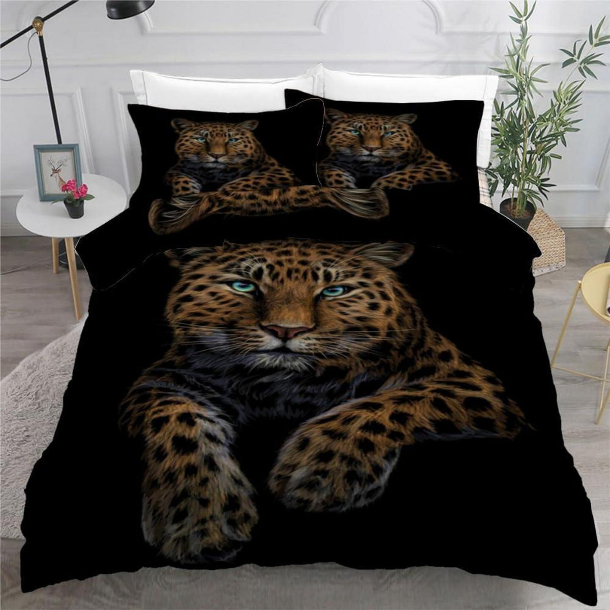 Leopard Kinderbettwäsche 135x200 cm 4tlg. Mikrofaser 3D Motiv