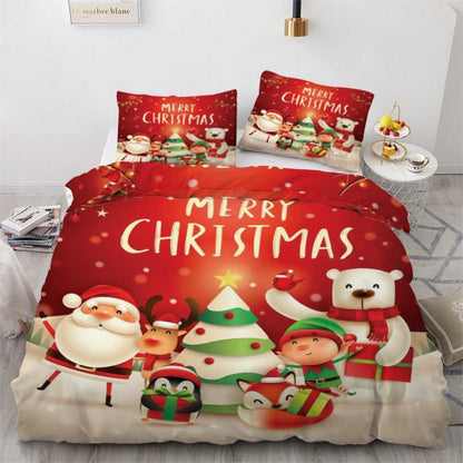 Weihnachts Bettwäsche Set 220x240 cm - Pinguin & Fuchs 3tlg.