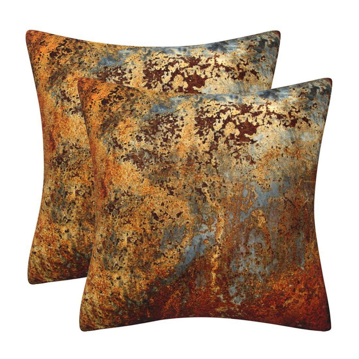 2x Kissenbezug Goldbraun Rostfarben – Samt Deko Kissen 45x45 cm