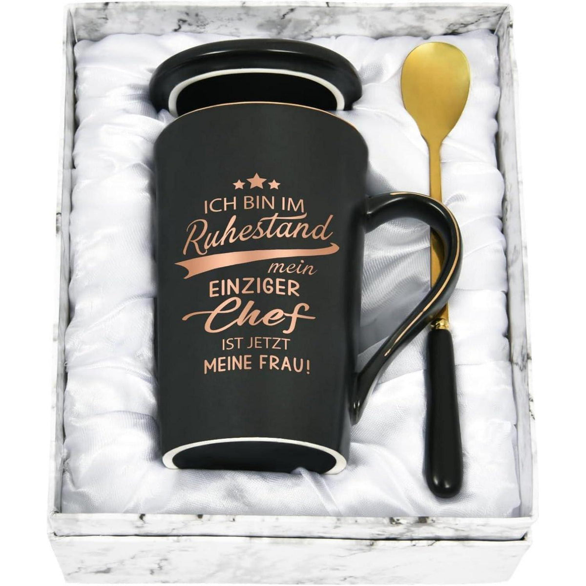 Keramiktasse Ruhestand Geschenk mit Spruch 400ml Schwarz
