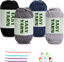 Häkelgarn Anfänger Set Klobiges Baumwollgarn 4x50g dunkle Farben
