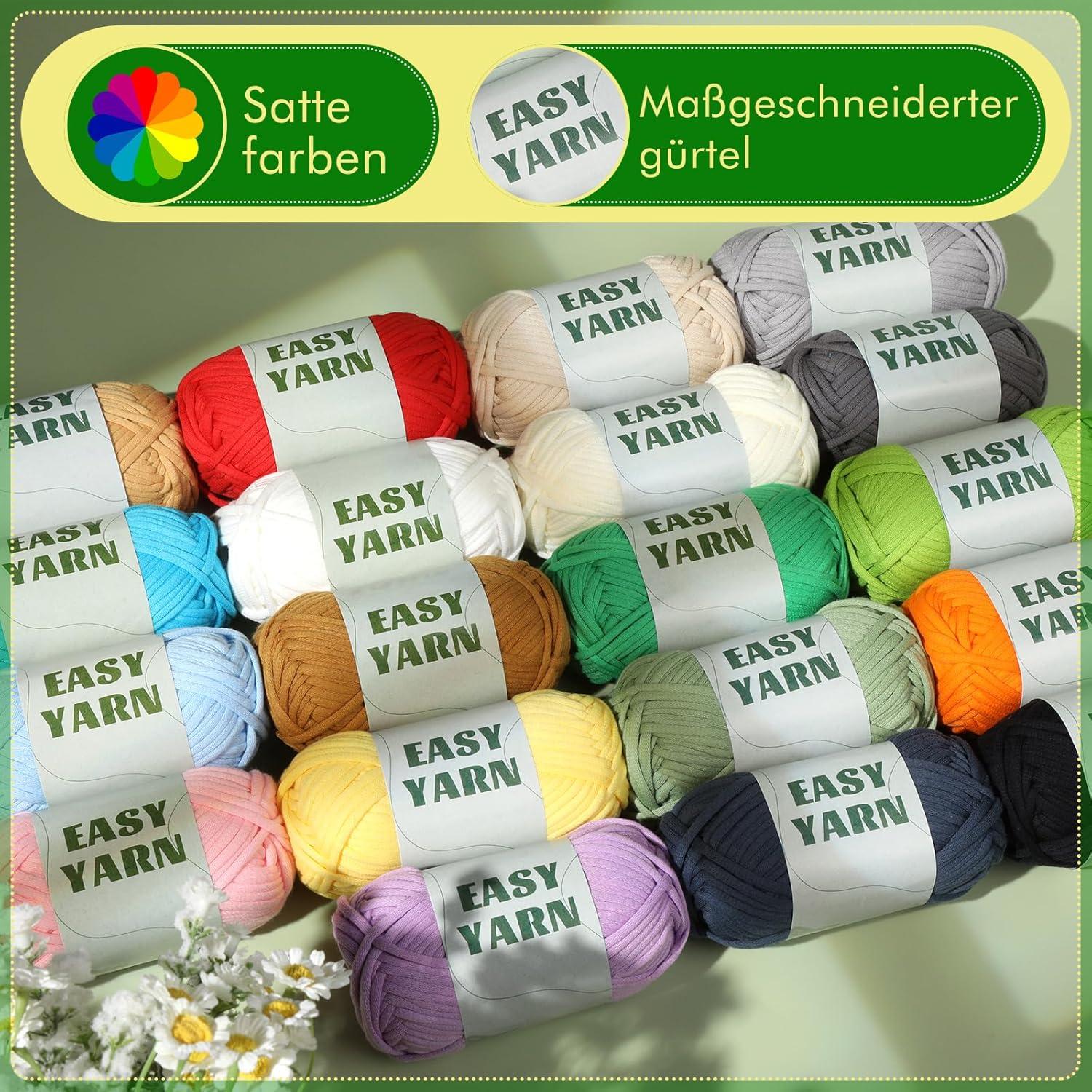 4x50g Häkelgarn Anfänger Baumwollgarn Strickgarn Häkeln Stricken Kit【Hellgrün Dunkelgrün Beige