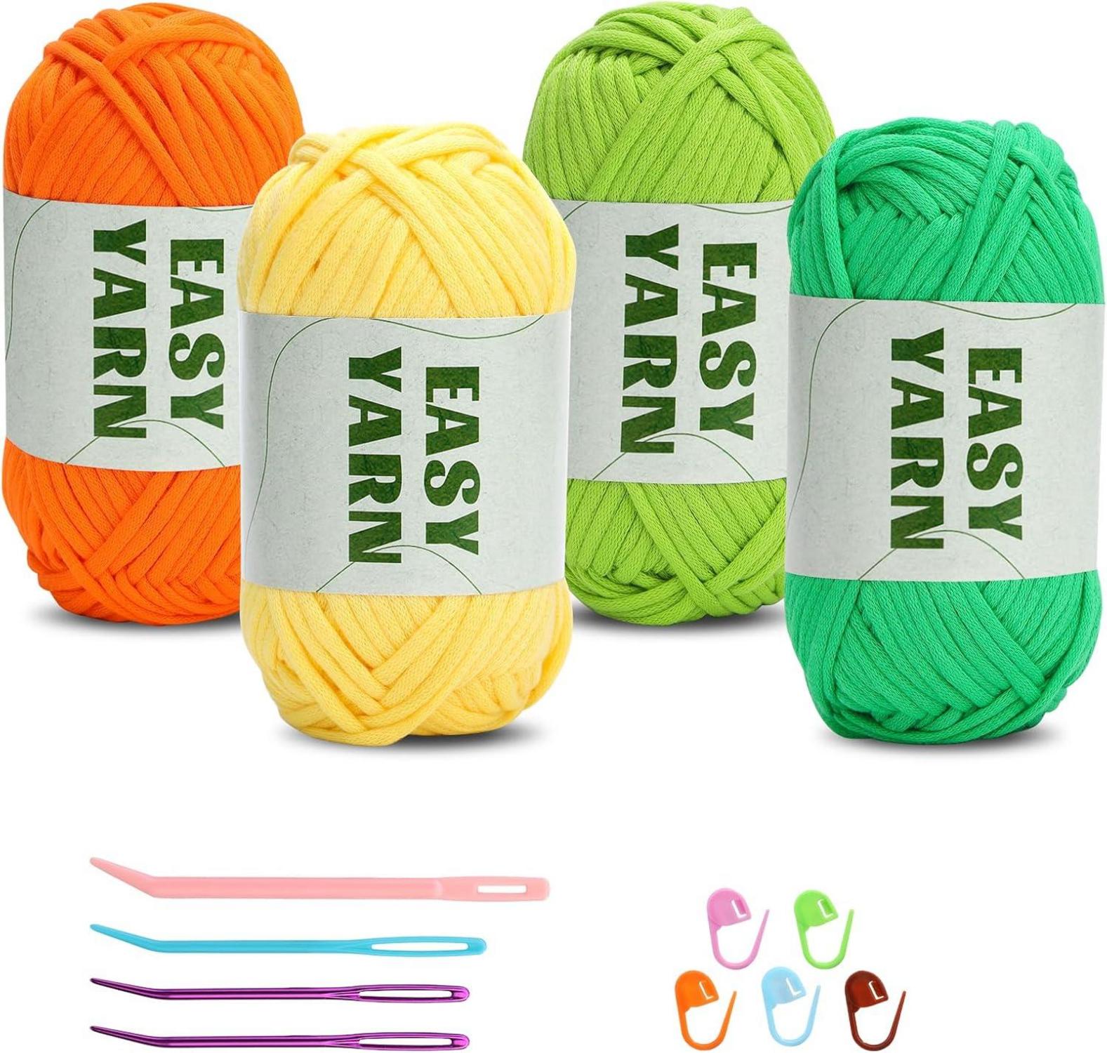 4x50g Häkelgarn Baumwolle Orange Gelb Grün Beginner Set