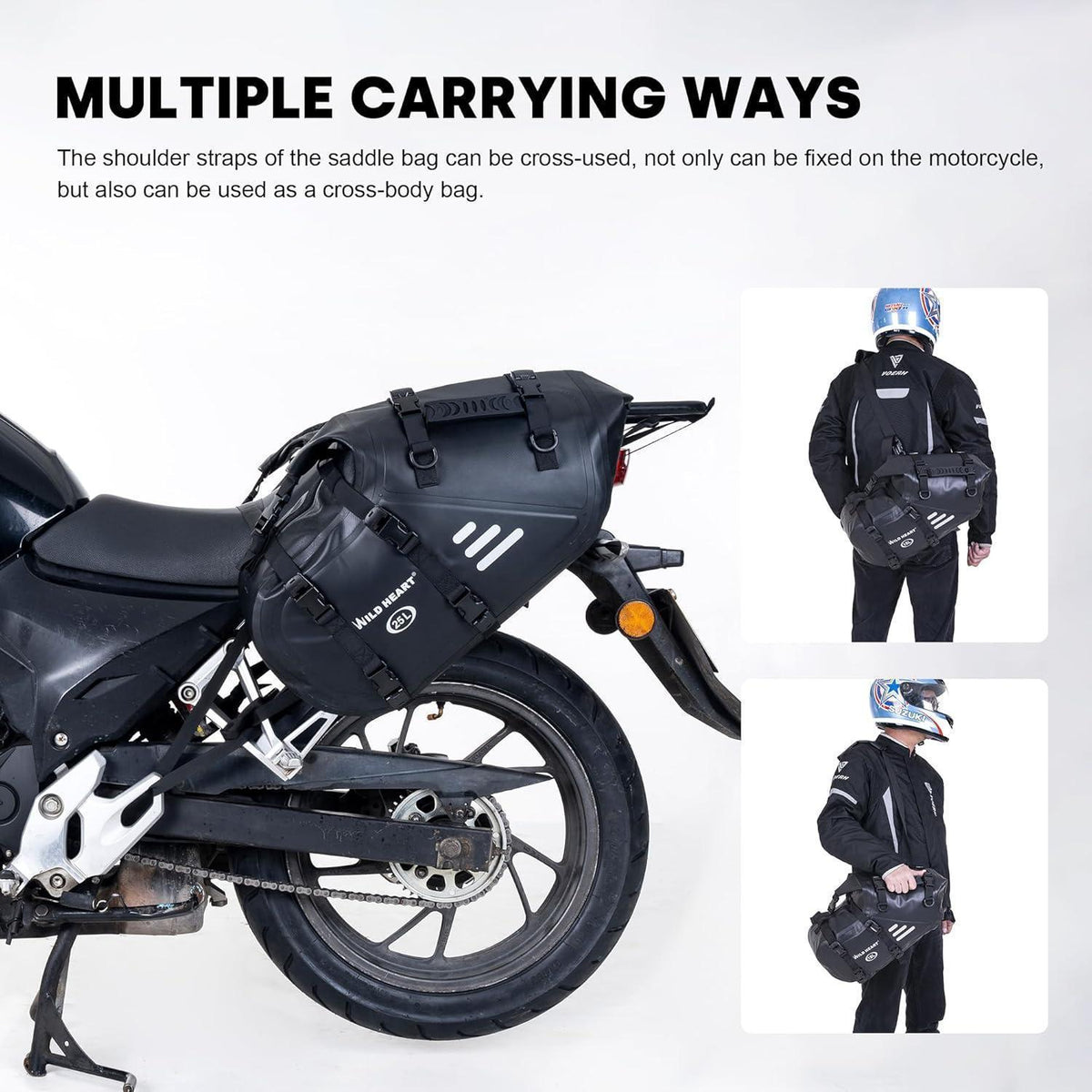 Wasserdichte Motorrad Satteltaschen 50L (25L*2) Schwarz