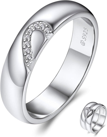 Partnerring Moissanit Ehering 925 Sterling Silber Valentinstag