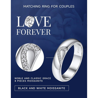 MomentWish Partnerring Moissanit Ehering 925 Sterling Silber
