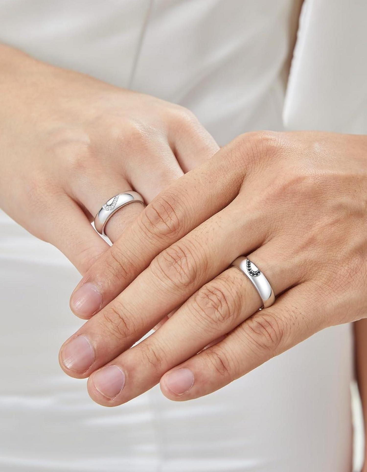 MomentWish Partnerring Moissanit Ehering 925 Sterling Silber