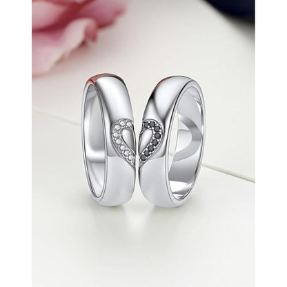 Partner-Ehering Schwarz Moissanit 925 Silber Valentinstag
