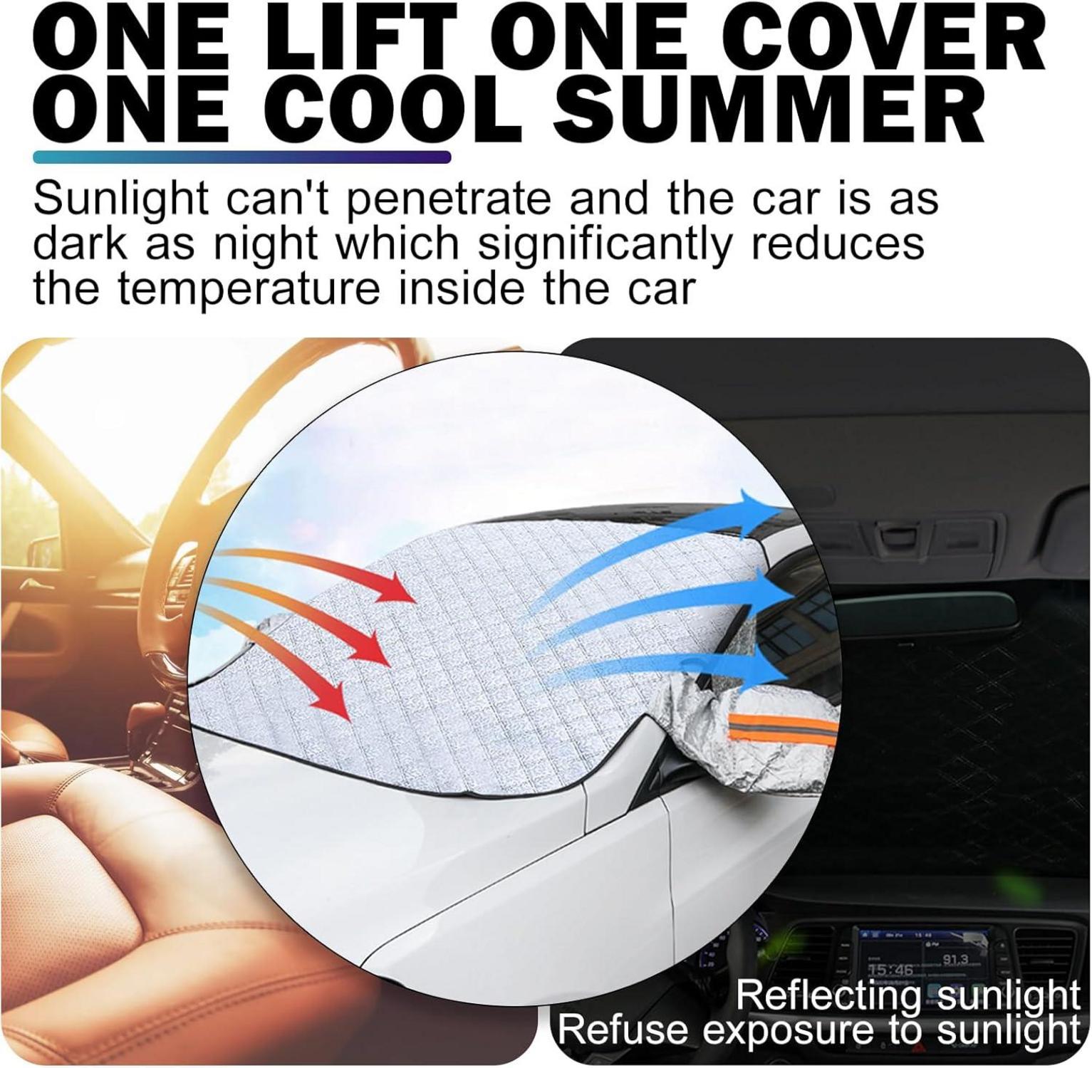 Windschutzscheibenabdeckung für Auto Winter UV-Schutz, magnetische Fixierung, faltbar