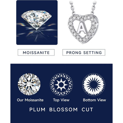 Personalisierte Initialen Herz Kette Damen mit Moissanit