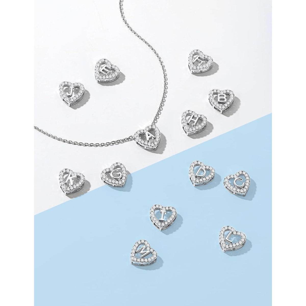 Personalisierte Initialen Herz Kette Damen mit Moissanit