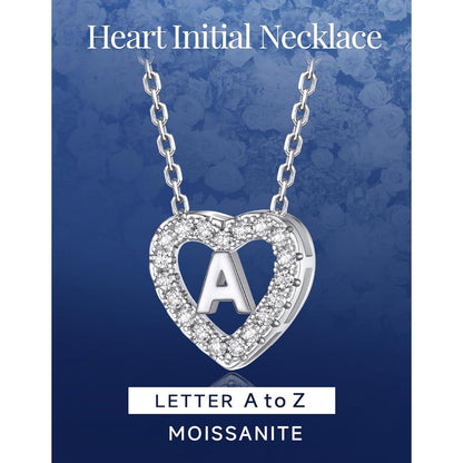Personalisierte Initialen Herz Kette Damen mit Moissanit