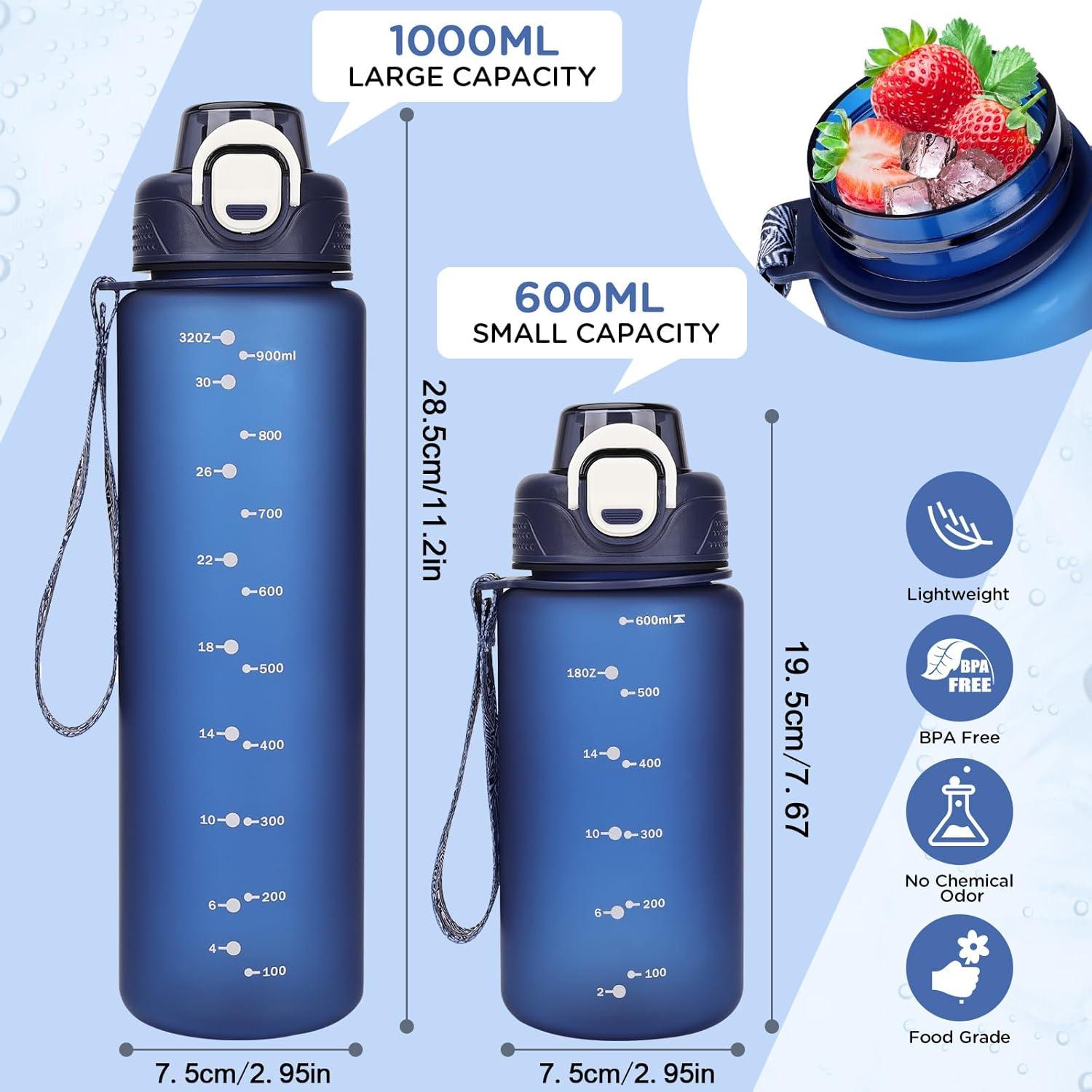 AOHAN Trinkflasche 1l BPA frei Sportflasche mit Filter Outdoor Fitness Schule