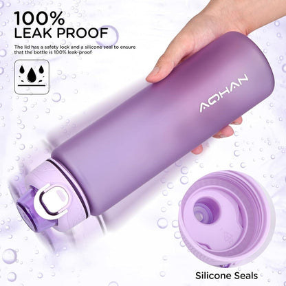 AOHAN Trinkflasche 600ml BPA Frei Sport Wasserflasche Lila Filter Fitness