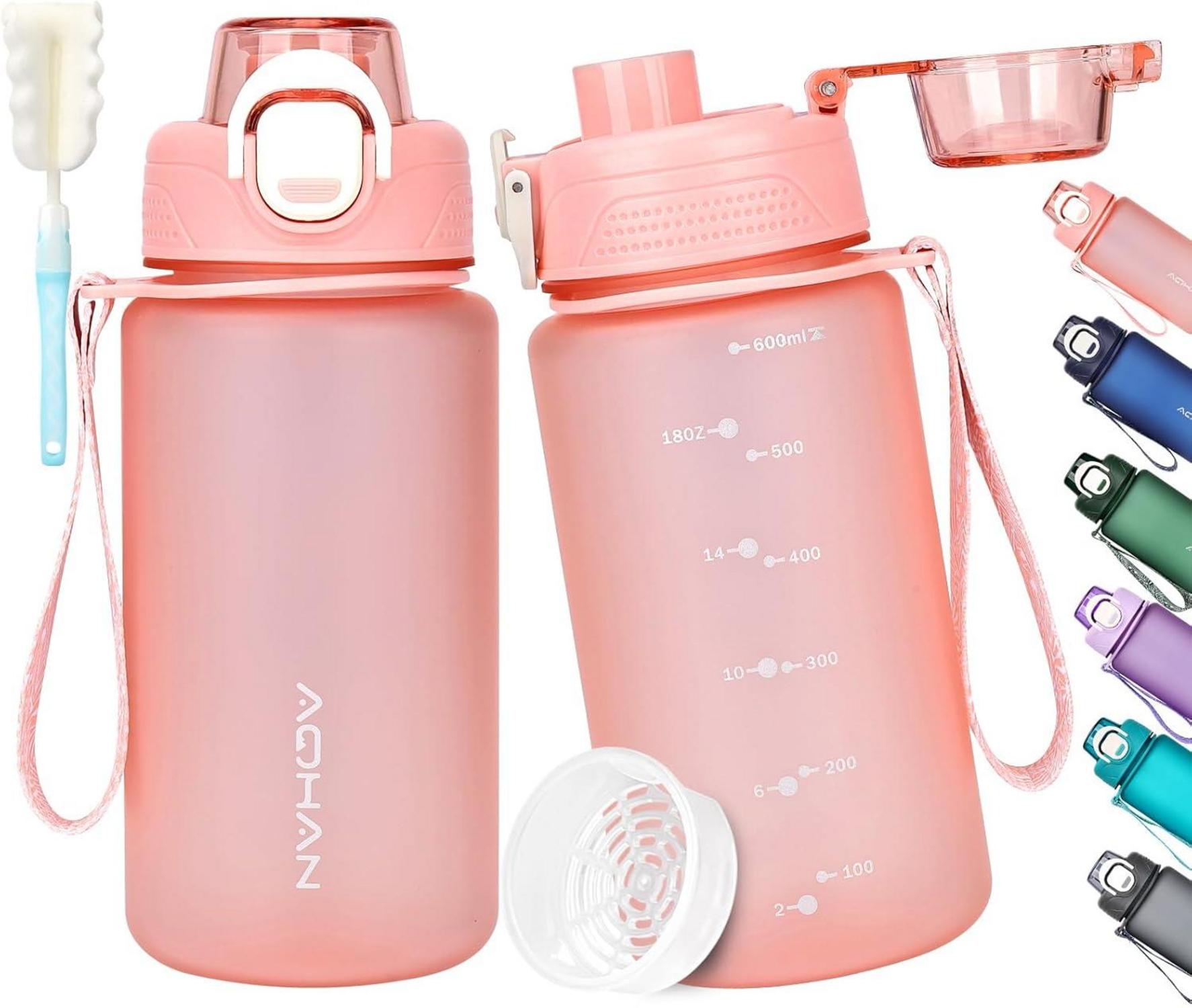 Sport Trinkflasche 600ml BPA frei mit Filter Pink