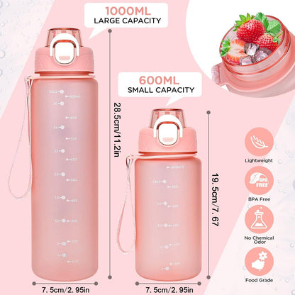 AOHAN Trinkflasche 600ml BPA frei Sport Kohlensäure Filter Pink