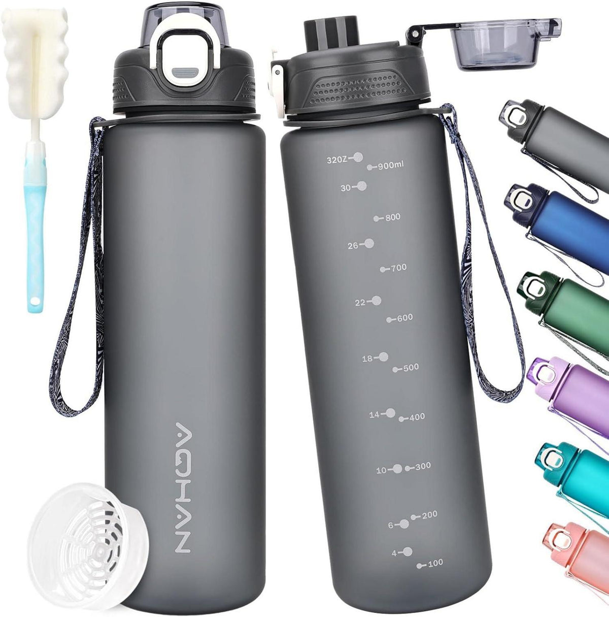 Sport Trinkflasche 1l BPA Frei Auslaufsicher Filter Blau