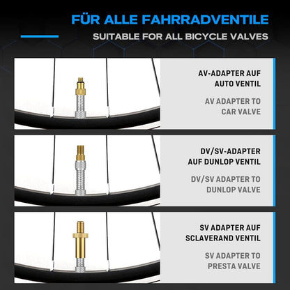 Fahrradventil Adapter Set für Französisch, Auto, Luftpumpe