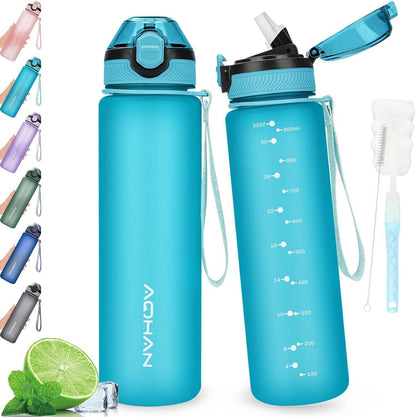 Sport Trinkflasche mit Strohhalm 1L auslaufsicher & BPA-frei