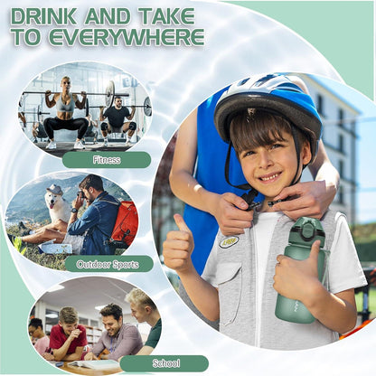 Sport Trinkflasche 600ml BPA-frei mit Strohhalm und Klappdeckel