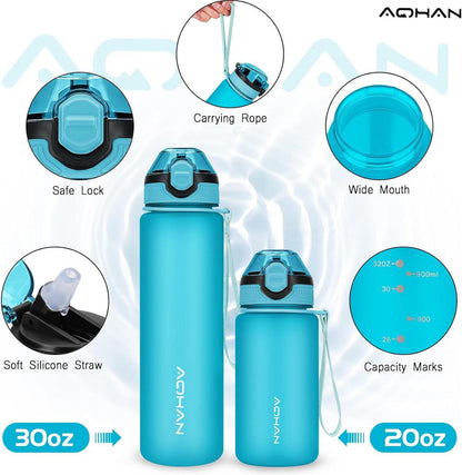 AOHAN Trinkflasche 600ML mit auslaufsicherem Klappdeckel und