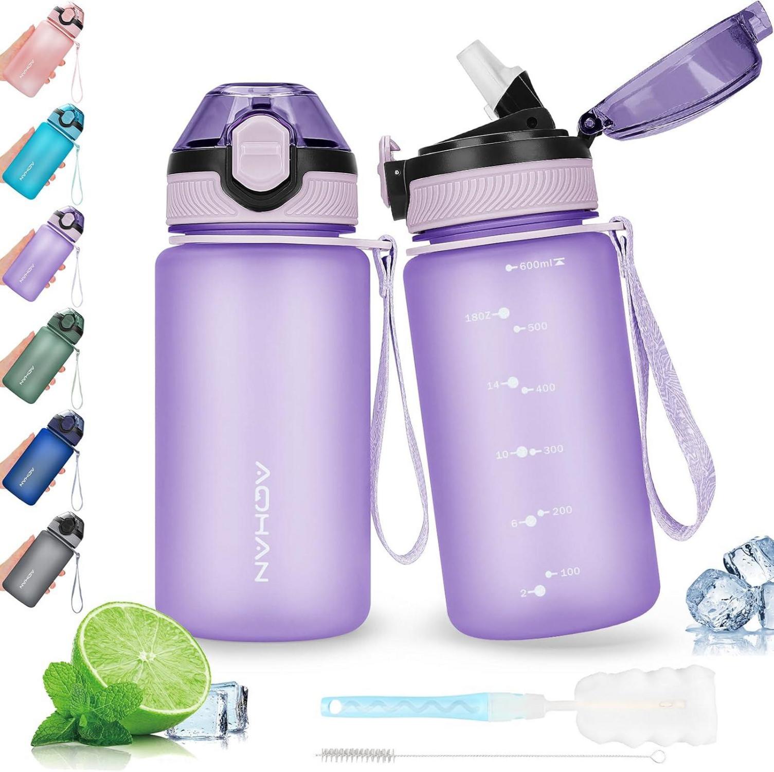 AOHAN Trinkflasche mit Klappdeckel, BPA-freie Sportflasche 600ML