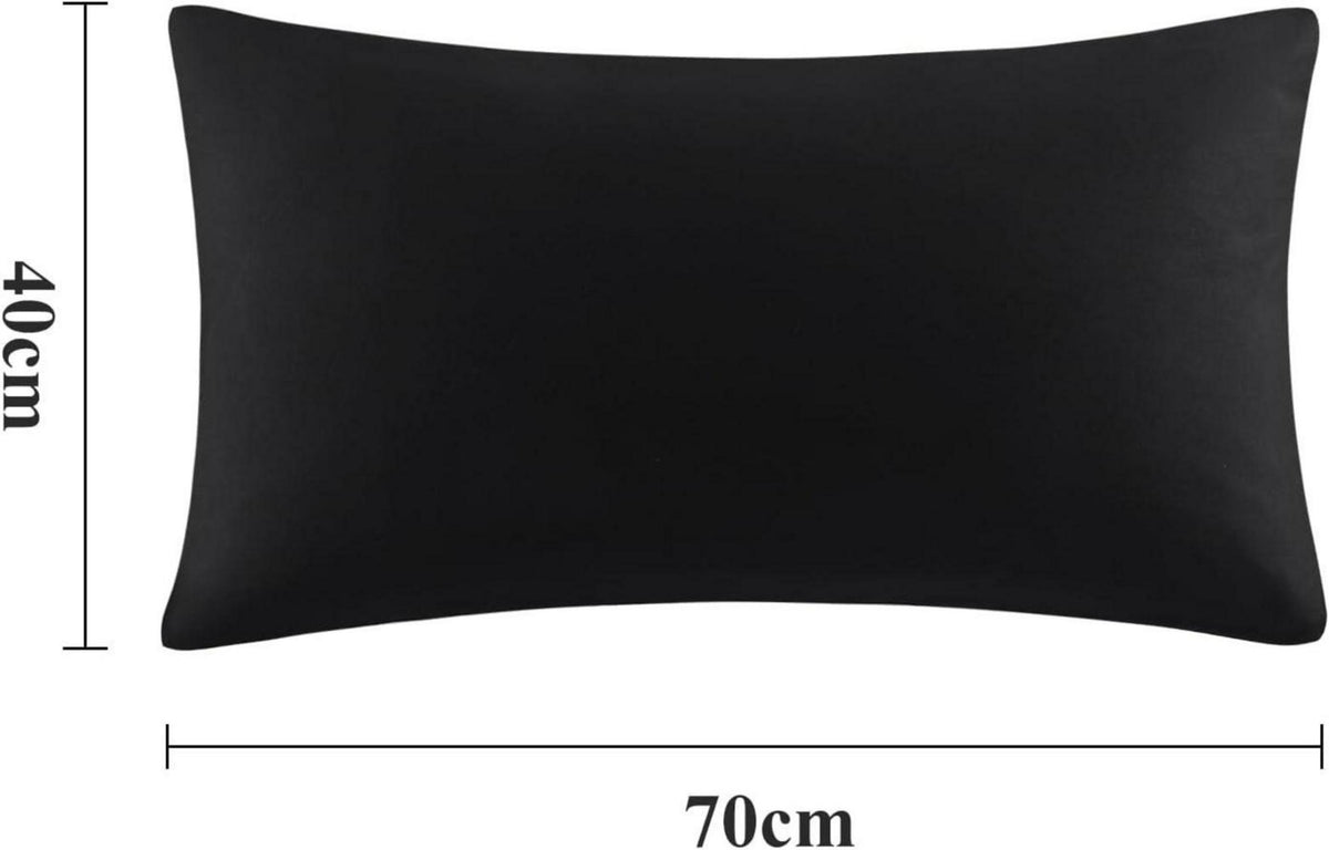Kissenbezug 40x70 Schwarz 2er Set - Mikrofaser Hotelverschluss