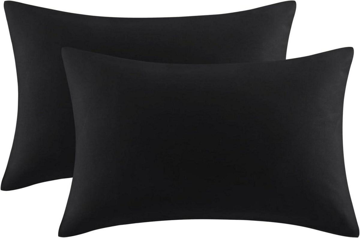 Schwarze Mikrofaser-Kissenbezüge 50x75 cm 2er Set mit Hotelverschluss